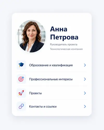 Пример профессионального профиля Intapni